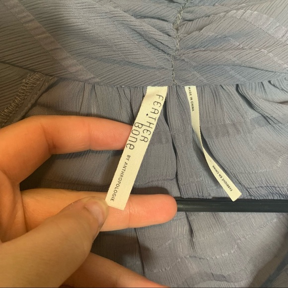 Anthropologie Feather Bone Blue Button Up Blouse - Picture 3 of 8